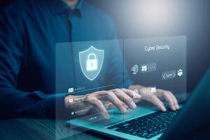 Cyber security and Security password login online concept Hands typing and entering username and password of social media, logging in with smartphone to an online bank account, data protection hacker photo