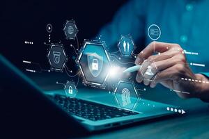 Cyber security and Security password login online concept Hands typing and entering username and password of social media, logging in with smartphone to an online bank account, data protection hacker photo
