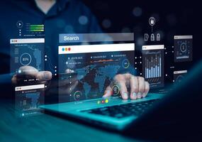 Working Data Analytics and Data Management Systems and Metrics connected to corporate strategy database for Finance, Intelligence, Business Analytics with Key Performance Indicators, social network photo