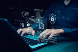 Cyber security and Security password login online concept Hands typing and entering username and password of social media, logging in with smartphone to an online bank account, data protection hacker photo