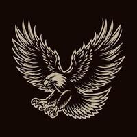 Eagle flying on black background vector