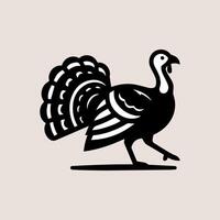 A black and white turkey icon on a beige background vector
