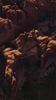 Amazing weird-shaped tops of canyons. Impressive rocks of Arches National park in Utah, USA on sunny daytime. Vertical video