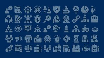 A collection of business icons on a blue background vector