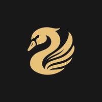 A golden swan logo on a black background vector