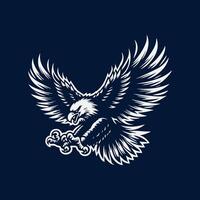 Eagle with chain in its talons, on a dark background vector