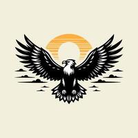 Eagle with sun in the background vector