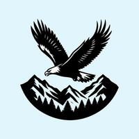 Eagle flying over mountains and trees vector