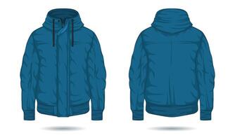 Blue bomber jacket front and back view vector