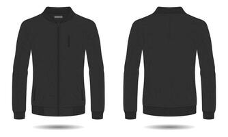 Black bomber jacket mockup front and back view vector