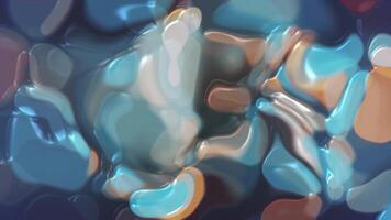 Psychedelic abstract background with shiny morphing blob shapes. Blue and amber colors with smooth organic liquid motion. Full HD loop. video