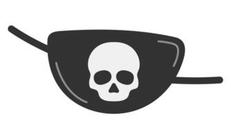 Flat icon of pirate eye patch with skull. vector