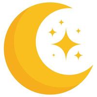 Flat icon of moon icon with stars isolated on a white background. vector