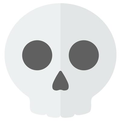 Cute icon cartoon skull isolated on white background.