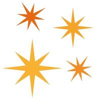 Flat icon of sparkling star in different color isolated on white background. vector