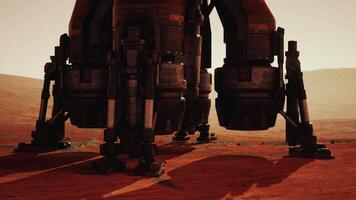 Exploring the Red Planet. A Martian base with lander during sunset video