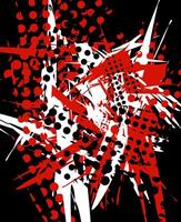 Abstract art with red and white elements on a black background. vector
