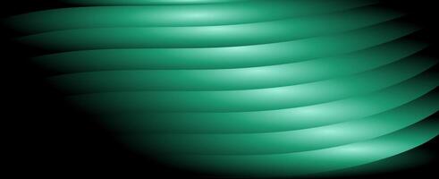 Abstract Teal Curved Lines on Black Background. vector