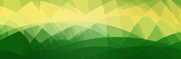Abstract green and yellow geometric background with overlapping triangles. vector