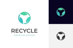 recycle with green leaf logo icon design with rotation symbol leaves for recycling ecology logo design vector