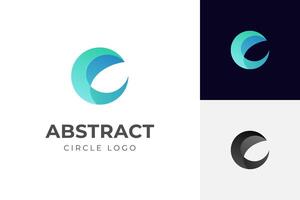 Abstract circle gradient logo design. global wave graphic concept with initial letter c or e logo idea elements vector