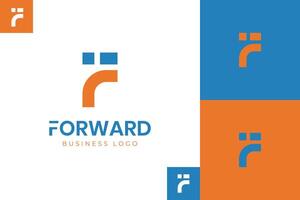 letter F forward logo icon design with pixel and fast symbol for future tech concept brand identity logo template vector