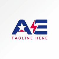 Logo design graphic concept creative premium stock image graphic initial AE font with star space electric thunder Relate to monogram typography vector