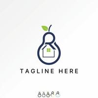 Logo design graphic concept creative abstract premium stock initial R font frest Pear fruit art home. Related to vegetarian house garden farm vector