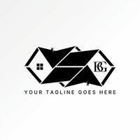 Logo design graphic concept creative premium stock image graphic initial BG font home roof house in reverse flip. Related to property mortgage vector