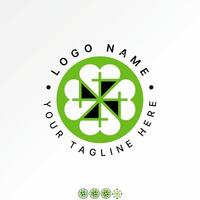 Logo design graphic concept creative premium stock image graphic love symbol number 4 font rotate circle Related to monogram typography pattern vector