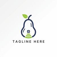 Logo design graphic concept creative abstract premium stock green frest Pear fruit home wifi router. Related to network tech house garden farm vector
