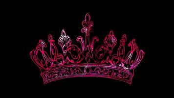 Neon frame effect, Crown Symbolizing royalty, often used in birthdays and celebrations on black background video