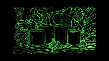 Neon frame effect, Candle Representing hope and celebration during various festivities on black background video