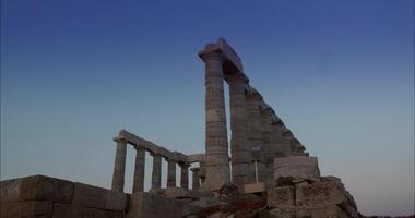 Panoramic View Of The Temple Of Poseidon In The Evening video