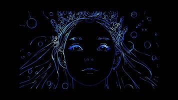 Neon frame effect, Crown Symbolizing royalty, often used in birthdays and celebrations on black background video