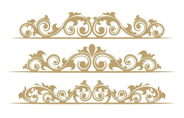 Frame floral ornament set elements