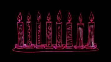 Neon frame effect, Kwanzaa Candles Symbolizing the celebration of Kwanzaa black background video