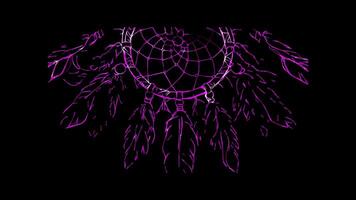 Neon frame effect, Dreamcatcher Often used in Native American celebrations black background video