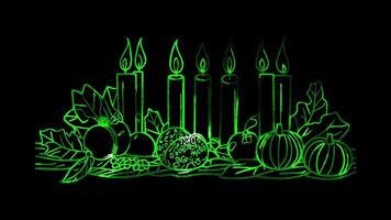Neon frame effect, Kwanzaa Candles Symbolizing the celebration of Kwanzaa black background video
