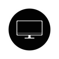 A black and white computer monitor icon on a white background vector