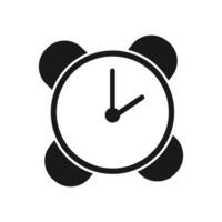 A black and white clock icon on a white background vector