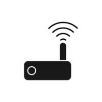 A black and white icon of a wifi router vector