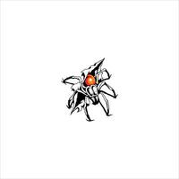 A spider lays eggs behind a torn paper vector