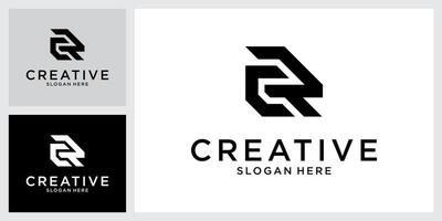 CR or RC initial letter logo design . vector
