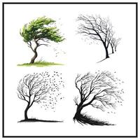 March winds blowing through trees clipart vector