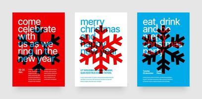 Layout template with snowflakes for flyer, greeting card, poster, banner, Christmas party invite. Happy New Year and Merry Christmas. Font and paper product used for message. vector