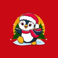 Adorable Penguin Kid Merry Christmas vector