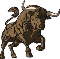 Majestic Brown Bull Artwork in Dynamic Pose vector
