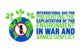 International Day for Preventing the Exploitation of the Environment in War and Armed Conflict background or banner design template is observed every year in November. Holiday concept. vector