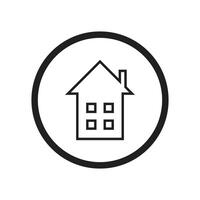 Line out home icon with circle. vector